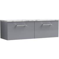 Balterley Level 1200mm Wall Hung 2 Drawer Unit & Laminate Worktop - Satin Grey