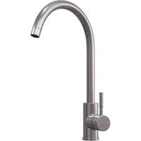 Balterley Round Kitchen Sink Mixer Tap, Top Fix Installation, Brushed Steel in Grey