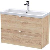 Balterley Alrewas Contemporary 2 Drawer Wall Hung Vanity Basin Unit, 800mm in Brown