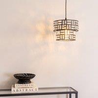 ValueLights Elise Pair of Acrylic Jewel Two Tier Easy Fit Lamp Shades with LED Bulbs in Black