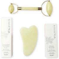 White Lotus Beauty Genuine Jade Crystal Facial Set in Green