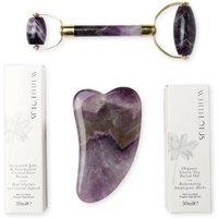White Lotus Beauty Genuine Amethyst Crystal Facial Set in Purple