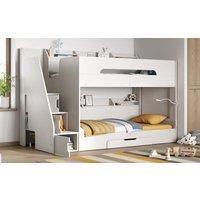Flair Slick Staircase Bunk Bed with Storage in White | Size: Single