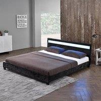 Harmin COOL LED CRUSHED VELVET LED Upholstered Bed Frame Black Small Double