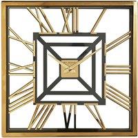 WILLIAM WIDDOP Square Metal Wall Clock in Gold