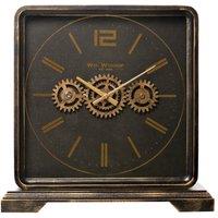 WILLIAM WIDDOP Mantel Clock With Moving Gears in Black