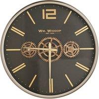 WILLIAM WIDDOP Round Wall Clock With Moving Gears in Black