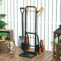 DURHAND Climbing Stairs Trolley Hand Trucks 6-Wheels Foldable Load Cart Steel in Orange