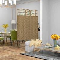 HOMCOM 3 Panel Room Divider 170cm Folding Privacy Screen with Wood Frame in Natural | Size: 3 Pack