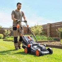 OUTSUNNY 18V Cordless Lawnmower with 2 x 4Ah Batteries & Charger in Light Grey