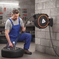 HOMCOM Wall Mount Auto Rewind Hose Reel with 180 Swivel Bracket, Black