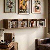 HOMCOM Wooden Wall-Mounted Storage Media Display Shelf Center Rack, Walnut