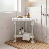 HOMCOM Shower Stool with Storage Shelf & HDPE Seat, White