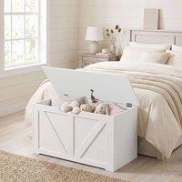 HOMCOM Storage Trunk for Living Room, with Safety Hinge, 80cm, White