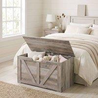 HOMCOM Storage Trunk for Living Room, with Safety Hinge, 80cm, Grey