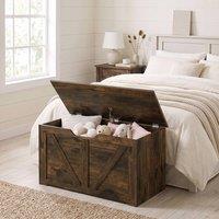 HOMCOM Storage Trunk for Living Room, with Safety Hinge, 80cm, Rustic Brown in Dark Brown