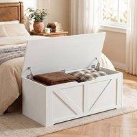 HOMCOM Storage Trunk for Living Room, with Safety Hinges, 100cm, White