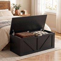 HOMCOM Storage Trunk for Living Room, with Safety Hinges, 100cm, Black