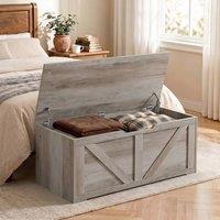 HOMCOM Storage Trunk for Living Room, with Safety Hinges, 100cm, Grey