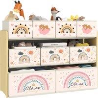AIYAPLAY 3-Tier Toy Organiser Shelf with 9 Storage Boxes for Bedroom in Yellow