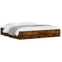 Berkfield Home Bed Frame with Drawers without Mattress Smoked Oak 160x200 cm in Brown