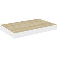 Berkfield Home Floating Wall Shelf Oak & White 40x23x3.8 cm MDF in Light Brown
