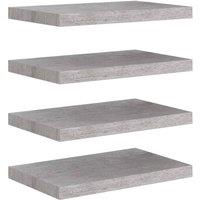 Berkfield Home Floating Wall Shelves 4 pcs Concrete Grey 50x23x3.8 cm MDF
