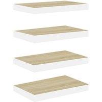 Berkfield Home Floating Wall Shelves 4 pcs Oak & White 50x23x3.8 cm MDF in Brown