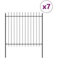 Berkfield Home Garden Fence with Spear Top in Grey, 11.9 x 1.5 m, Made of Steel in Grey