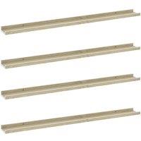 Berkfield Home Wall Shelves 4 pcs White & Sonoma Oak 100x9x3 cm in Light Beige | Size: 100 x 9 x 3 cm
