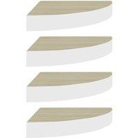 Berkfield Home Wall Corner Shelves 4 pcs Oak & White 25x25x3.8 cm MDF in Brown