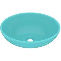 Berkfield Home Luxury Basin Oval-shaped Matt Light Green 40x33 cm Ceramic in Aqua