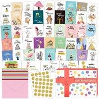 Lovii 50 Pack Happy Birthday Cards Set Assorted Designs Envelopes Stickers