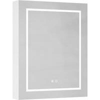 KEEPREAPER 60x75cm 3-Color LED Mirrored Cabinet Shaver Socket Defogger Storage in White | Size: 60x75 cm
