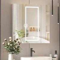 KEEPREAPER 80x80 LED Mirrored Bathroom Cabinet Shaver Socket Anti-Fog 3 Doors in White
