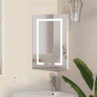 KEEPREAPER LED Corner Bathroom Mirror Cabinet 40x60cm Wall Mounted Storage in White | Size: 40x60 cm