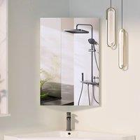 KEEPREAPER Corner Mirrored Bathroom Cabinet 40x60cm Wall Mounted Storage in White | Size: 40x60 cm