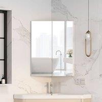 KEEPREAPER Wall-Mounted Corner Bathroom Mirror Cabinet 47x60cm 2-Door Storage in White | Size: 47x60 cm