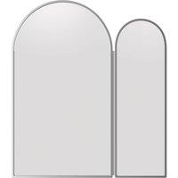 KEEPREAPER Arched 2-Door Bathroom Mirror Cabinet 60x70cm Brushed Nickel in Silver | Size: 60x70 cm