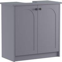 KEEPREAPER Grey Freestanding Under Sink Bathroom Cabinet 600mm 2 Soft Close Doors