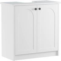 KEEPREAPER 60cm White Freestanding Under Sink Bathroom Cabinet 2 Soft-Close Doors