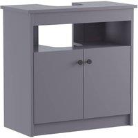 KEEPREAPER Grey Under Sink Bathroom Cabinet 600mm 2 Door Storage Freestanding