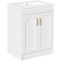 KEEPREAPER White 60cm Floor Standing Vanity Unit with Basin 2 Soft Close Doors