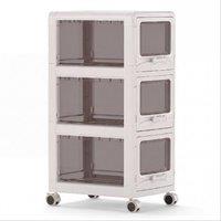 Costway 3-Tier Plastic Drawer Storage Organizer Rolling Cart Utility Cart in White