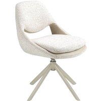 Angel Cerda Fabric Swivel Dining Chair with Stainless Steel Legs in White