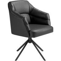 Angel Cerda Leatherette Swivel Dining Chair with Armrests in Black