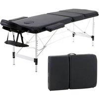 Hinsinc Black, 60cm Width 3 Section Aluminum -Portable Folding Massage Table in Black | Size: 1