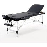 Hinsinc Black, 60cm Width 3 Section Aluminum-Massage Table Spa Bed in Black