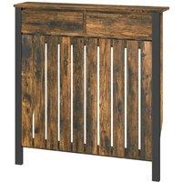 VOGREX 88.5 x 19 x 93cm Small Radiator Cover with Vertical Slats & Drawer in Brown | Size: 88.5 x 19 x 93 cm