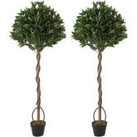 VOGREX Green Twisted Trunk Artificial Topiary Ball Tree